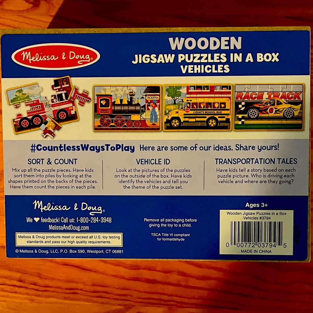 Melissa & Doug Wooden Vehicle Puzzle Set
